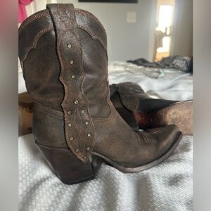 Charlie Horse Brown Suede Western Ankle Boots